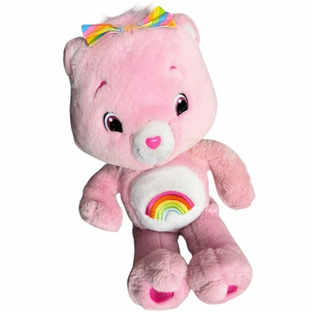 2007 Care Bears Cheer Bear Pink Rainbow Plush - Picture 2 of 7